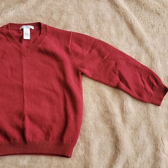 JANIE AND JACK RED WOOL V-NECK SWEATER, SIZE 4 - Picture 2 of 6